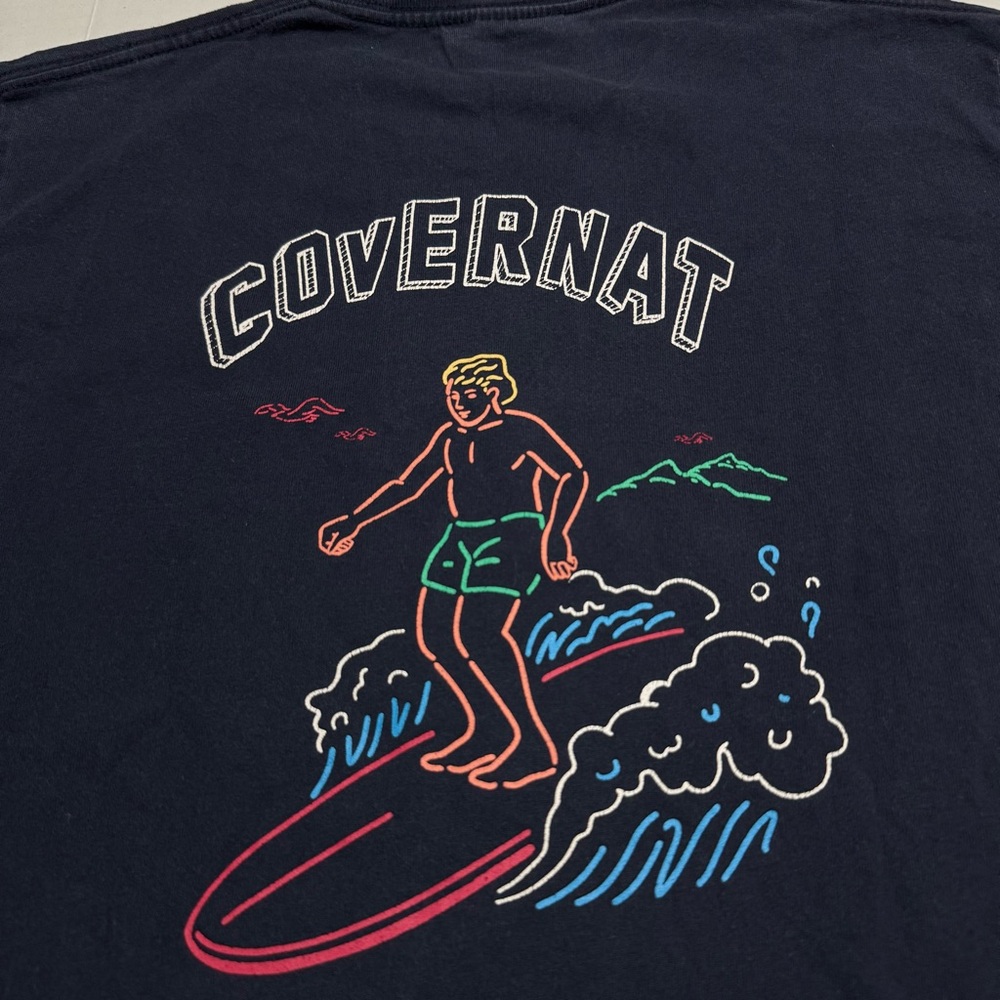 Covernat Relaxed Fit Surfer Man Logo Tee In Navy Size: Small